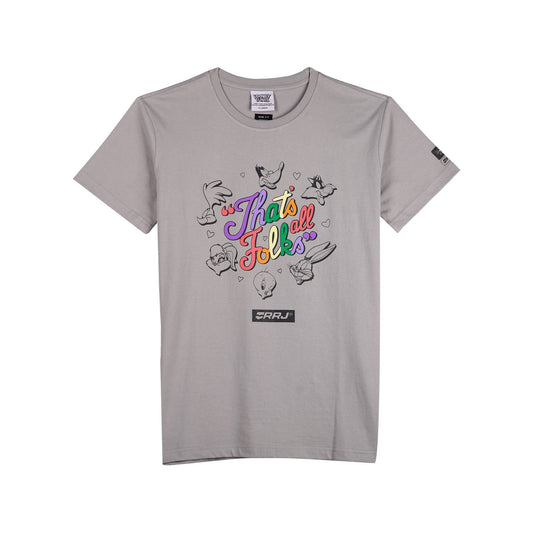 RRJ x Looney Tunes That's All Folks Men's Basic Tees Semibody Fitting CVC Jersey Fabric 150865-U (Light Gray)