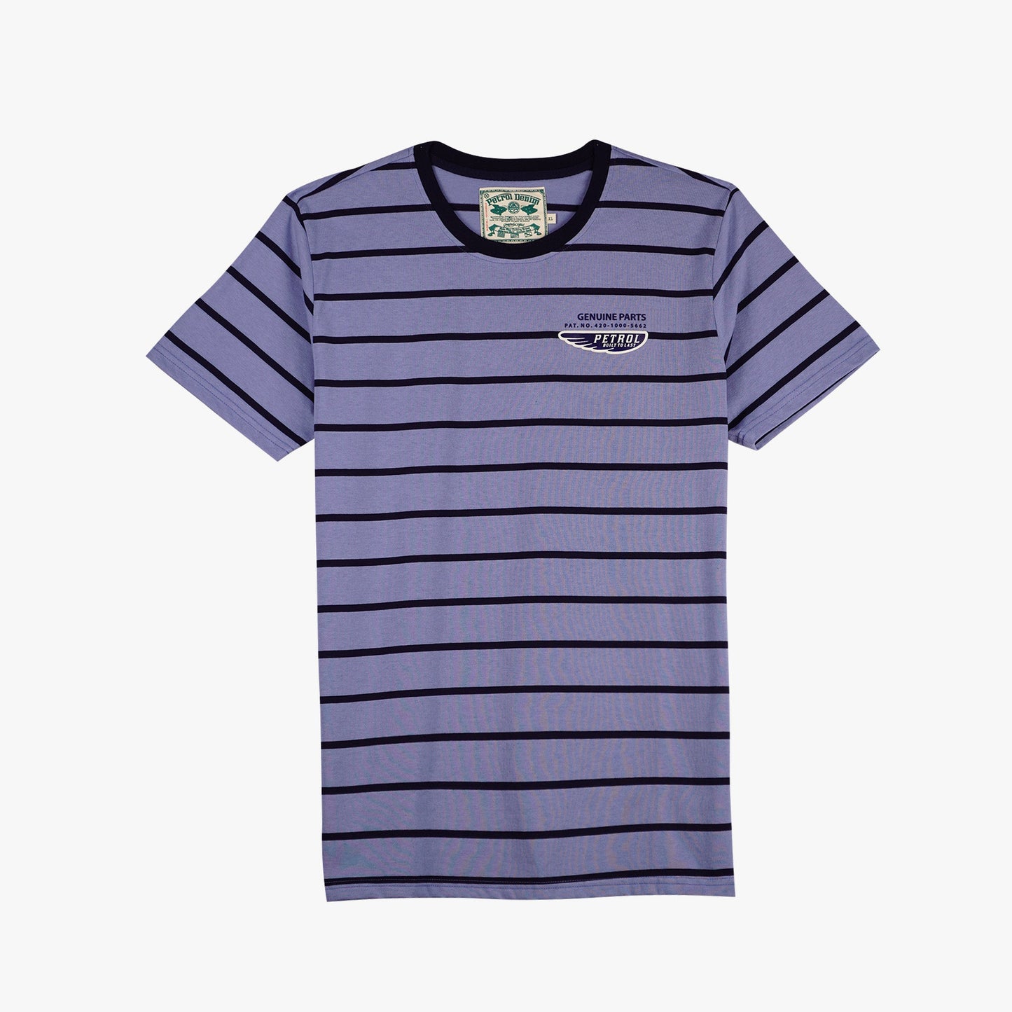 Petrol Men's Basic Tees Slim Fitting Stripe Jersey Fabric 150339 (Blue)