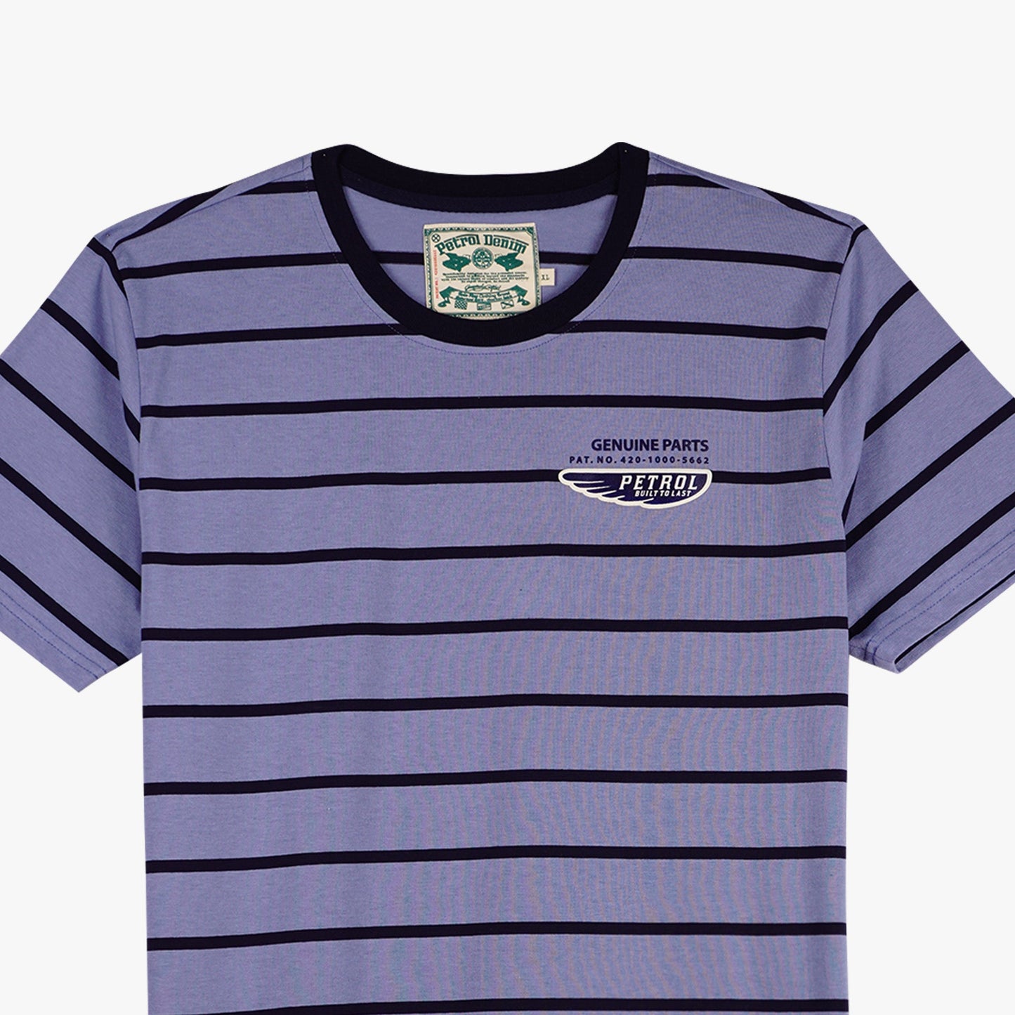 Petrol Men's Basic Tees Slim Fitting Stripe Jersey Fabric 150339 (Blue)