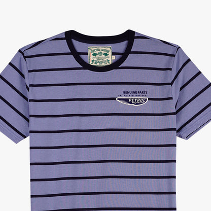 Petrol Men's Basic Tees Slim Fitting Stripe Jersey Fabric 150339 (Blue)