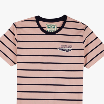 Petrol Men's Basic Tees Slim Fitting Stripe Jersey Fabric 150339 (Dusty Pink)
