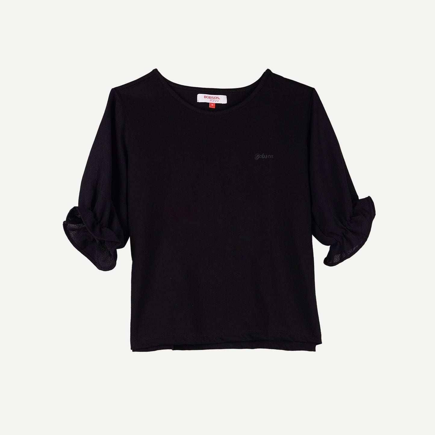 Bobson Japanese Ladies Basic Tees Boxy Fit 156074 (Black)