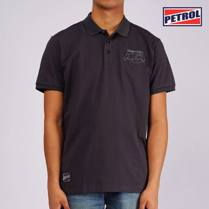 Petrol Men's Basic Collared Slim Fitting Cotton Jersey 128731 (Charcoal)