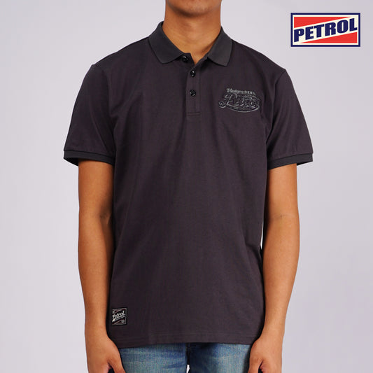 Petrol Men's Basic Collared Slim Fitting Cotton Jersey 128731 (Charcoal)