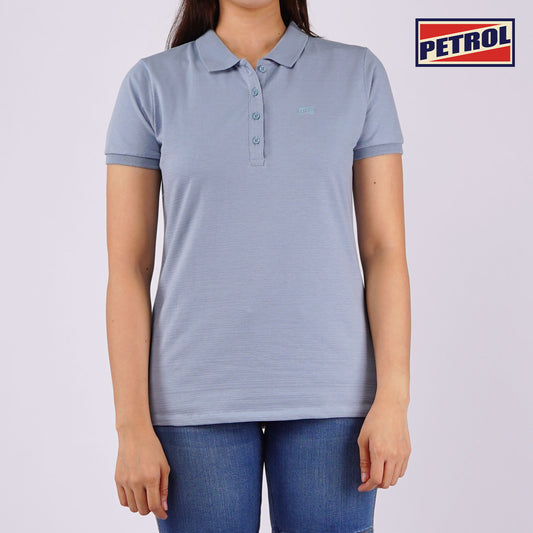 Petrol Ladies Basic Collared Regular Fitting Missed Lycra 116077 (Smoke Blue)