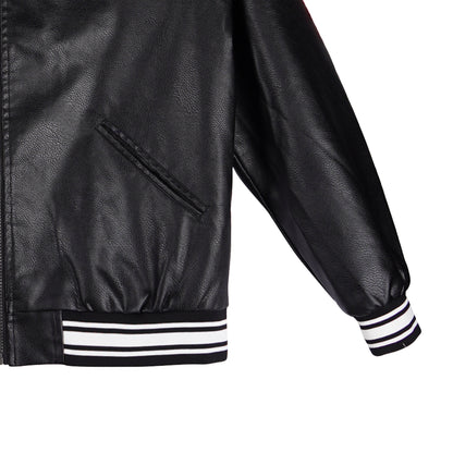 RRJ x Looney Tunes Bugs Bunny Men's Basic Leather Jacket Regular Fitting 162908 (Black)