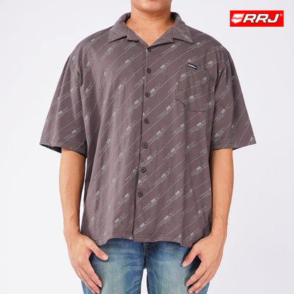 RRJ Men's Basic Woven Shirt Comfort Fit CVC Jersey Fabric 152865 (Pavement)