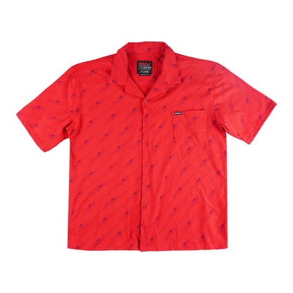 RRJ Men's Basic Woven Shirt Comfort Fit CVC Jersey Fabric 152865 (Tango Red)