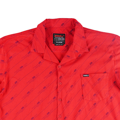 RRJ Men's Basic Woven Shirt Comfort Fit CVC Jersey Fabric 152865 (Tango Red)