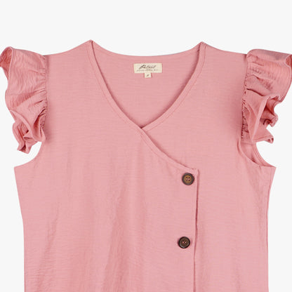 Petrol Ladies Basic Woven Boxy Fitting Woven Fabric 157723 (Pink)