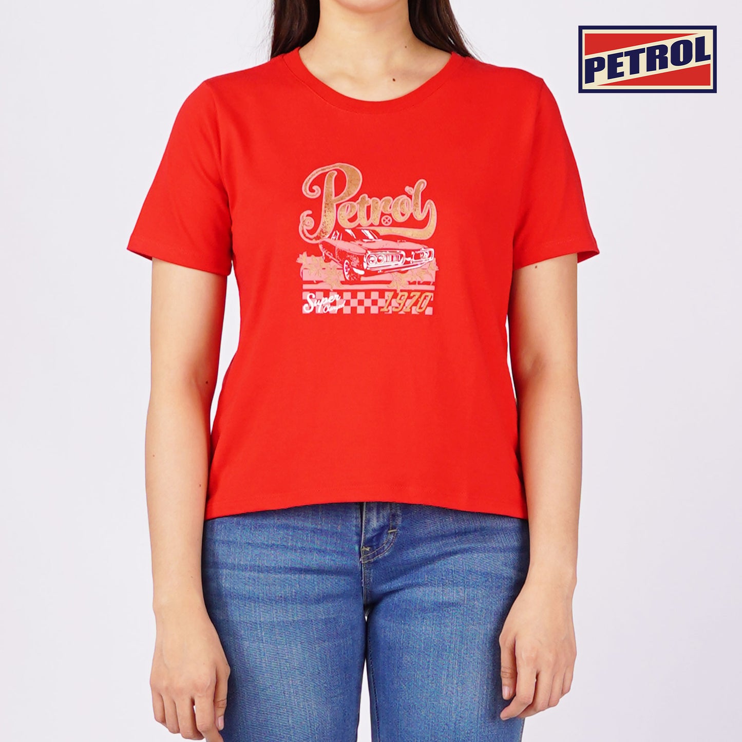 Petrol Ladies Basic Tees Regular Fitting CVC Jersey Fabric 159785-U (Scarlet)