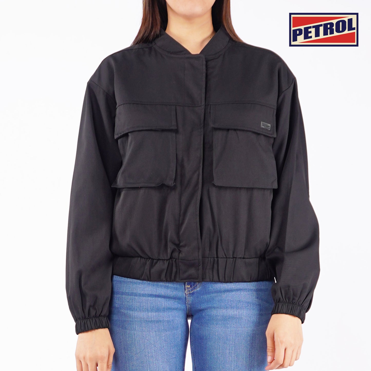 Petrol Ladies Basic Jacket Boxy Fitting Water Proof Twill Fabric 164185 (Black)