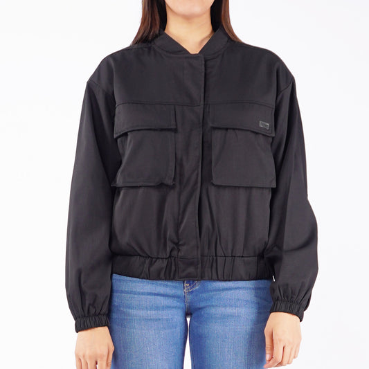 Petrol Ladies Basic Jacket Boxy Fitting Water Proof Twill Fabric 164185 (Black)
