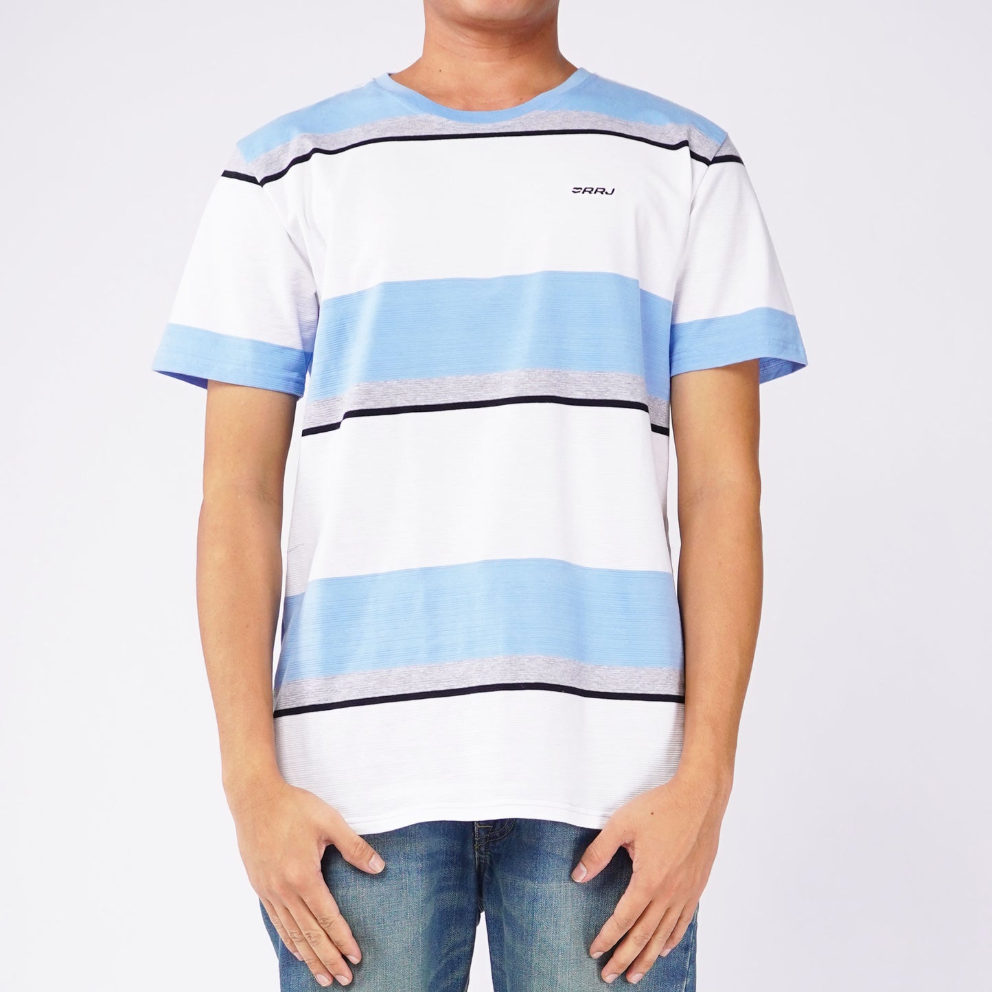 RRJ Men's Basic Tees Semibody Fitting Missed Lycra Fabric 144414 (White)