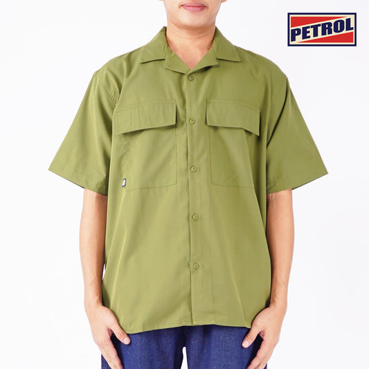 Petrol Men's Basic Woven Shirt Oversized Fitting Woven Fabric 156173 (Light Fatigue)