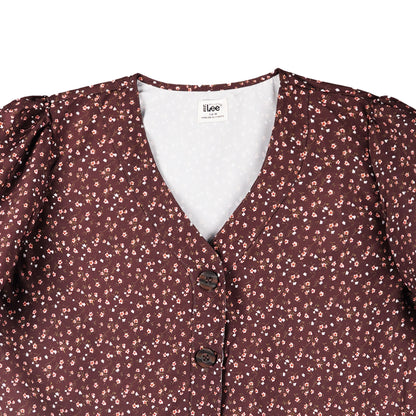Stylistic Mr. Lee Ladies Basic Button Down Woven Shirt Boxy Fit 160353 (Brown)