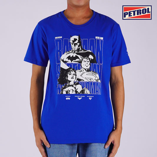 Petrol x Batman Men's Basic Tees Slim Fitting CVC Jersey Fabric 165658-U (True Blue)