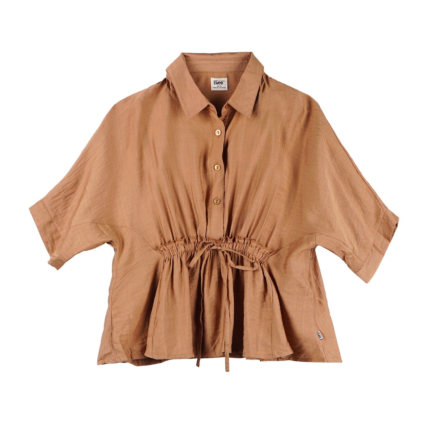 Stylistic Mr. Lee Ladies Basic Button Down Woven Shirt Boxy Fit 158247 (Khaki)