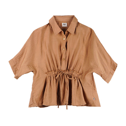 Stylistic Mr. Lee Ladies Basic Button Down Woven Shirt Boxy Fit 158247 (Khaki)