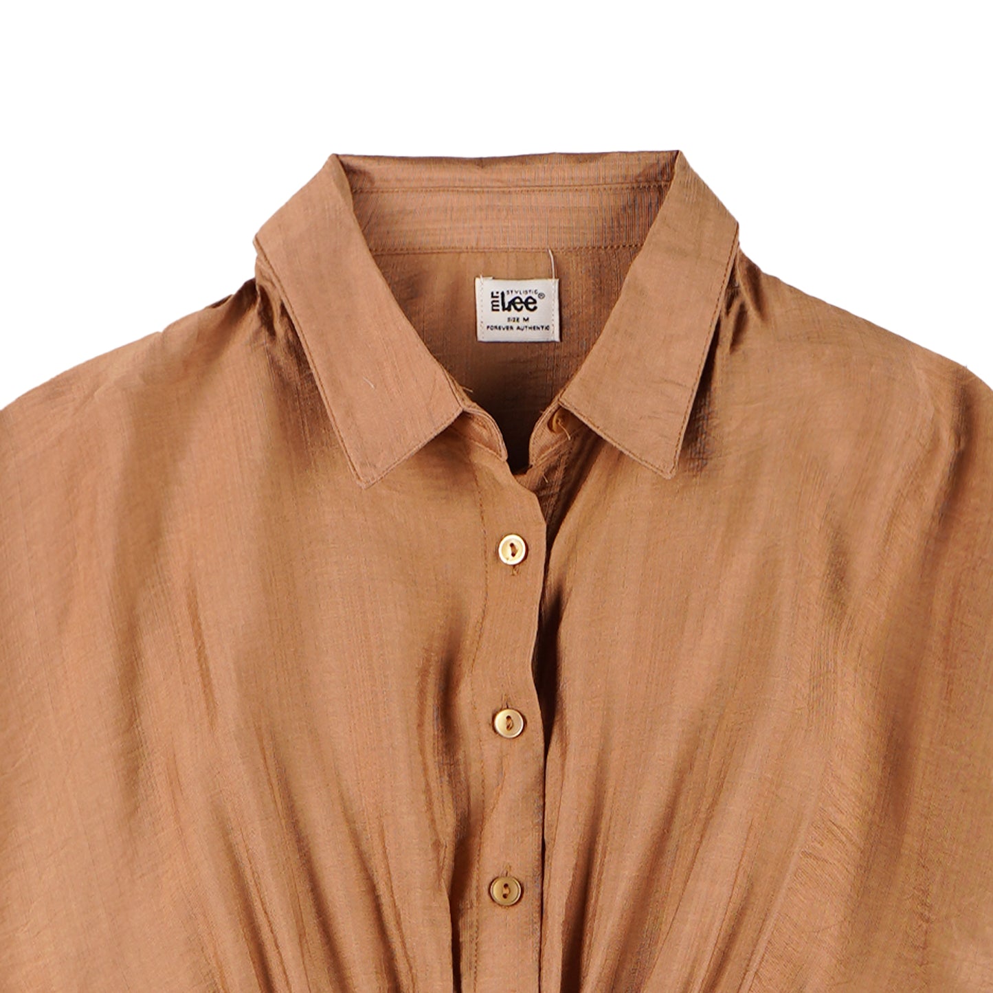 Stylistic Mr. Lee Ladies Basic Button Down Woven Shirt Boxy Fit 158247 (Khaki)