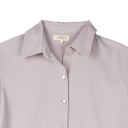 Petrol Ladies Basic Woven Shirt Crop Fitting Woven Fabric 156417 (Sand)
