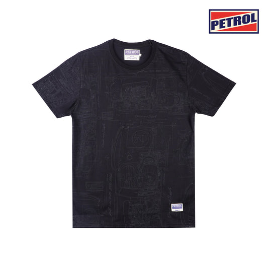 Petrol Men's Basic Tees Slim Fitting CVC Jersey Fabric 162176-U (Black)