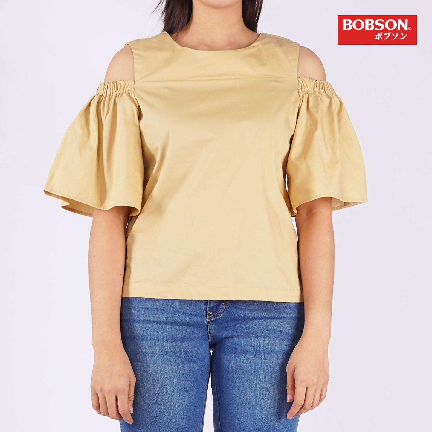 Bobson Japanese Ladies Basic Woven Shirt Relaxed Fit 154995 (Beige)