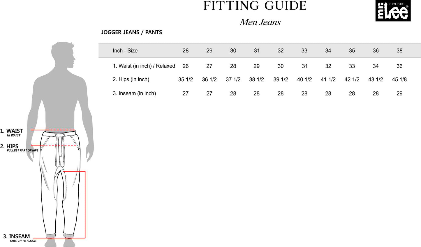 Stylistic Mr. Lee Men's Basic Denim Jogger Jeans Mid Waist 165643 (Medium Shade)