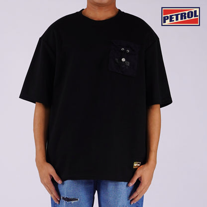 Petrol x Justice League Men's Basic Tees Oversized Fitting Interlock Fabric 163129 (Black)