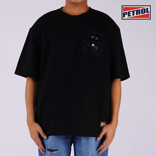 Petrol x Justice League Men's Basic Tees Oversized Fitting Interlock Fabric 163129 (Black)