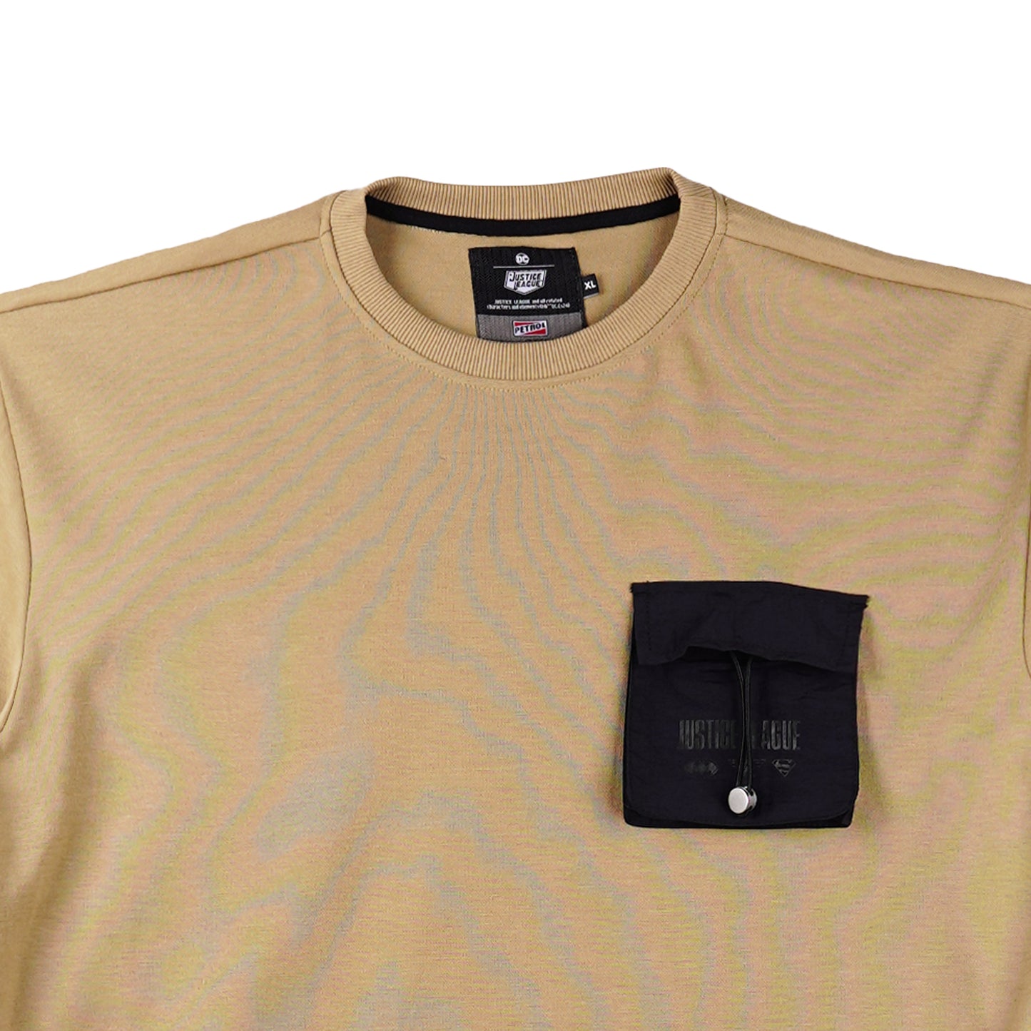 Petrol x Justice League Men's Basic Tees Oversized Fitting Interlock Fabric 163129 (Khaki)