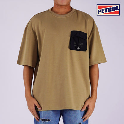 Petrol x Justice League Men's Basic Tees Oversized Fitting Interlock Fabric 163129 (Khaki)