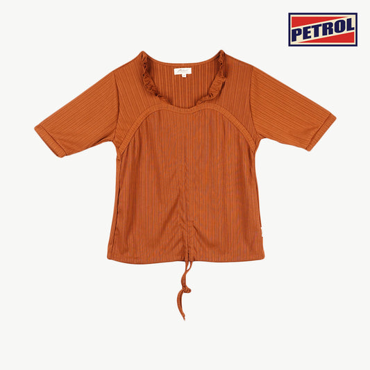 Petrol Ladies Basic Tees Boxy Fitting Ribbed Fabric 167831-U (Choco Brown)