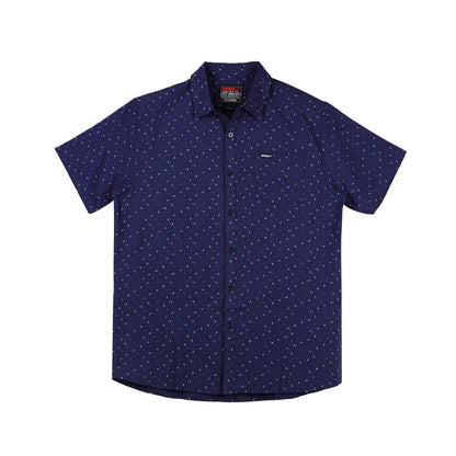 RRJ Men's Basic Woven Shirt Semibody Fitting Oxford Fabric 158409 (Navy)