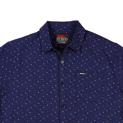 RRJ Men's Basic Woven Shirt Semibody Fitting Oxford Fabric 158409 (Navy)