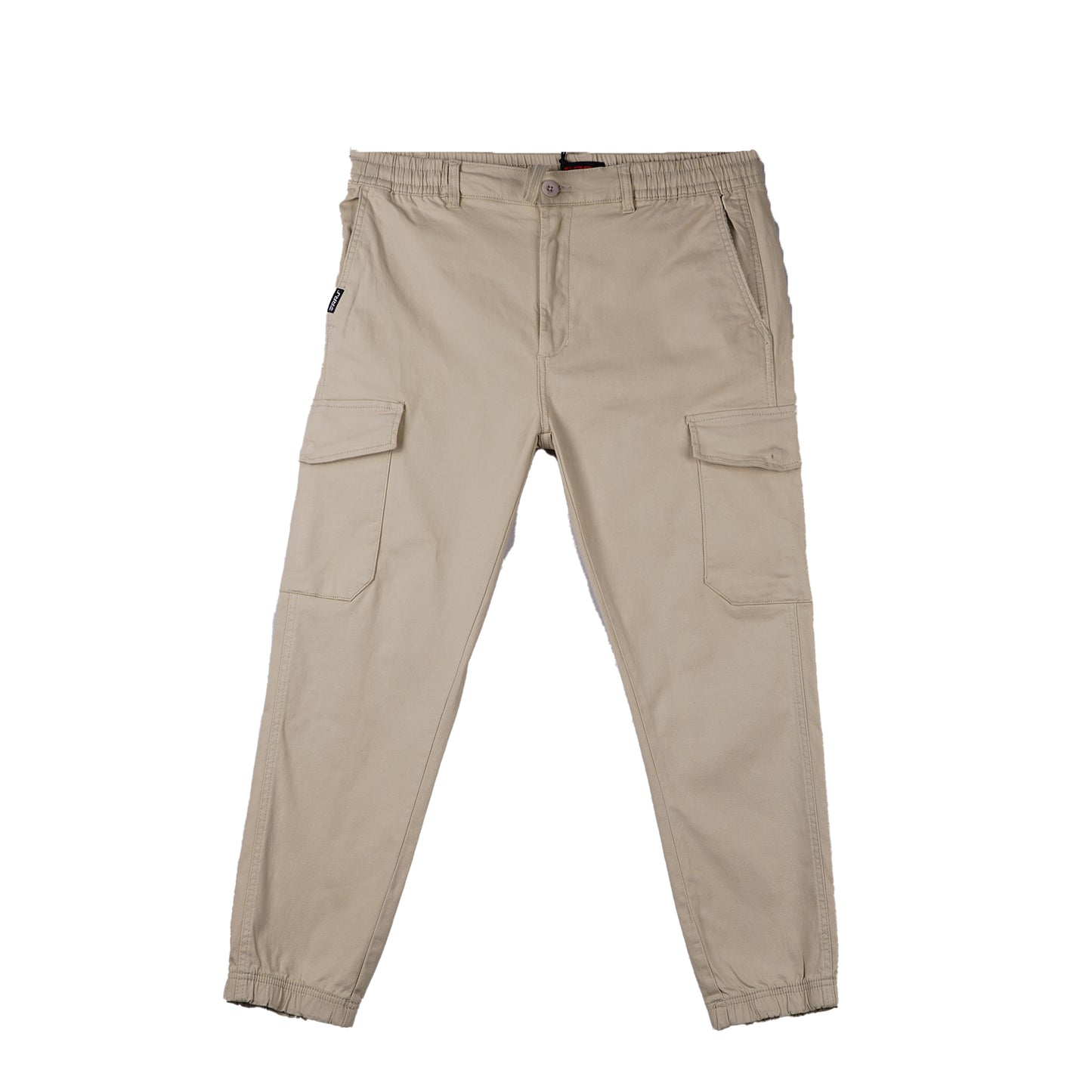 RRJ Men's Basic Non-Denim Cargo Pants Mid-Rise Fitting Rinse Wash Fabric 170296 (Black)
