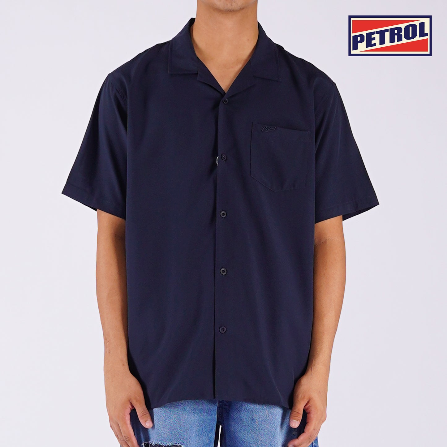 Petrol Men's Basic Collared Woven Shirt Comfort Fitting 156184-U (Navy)