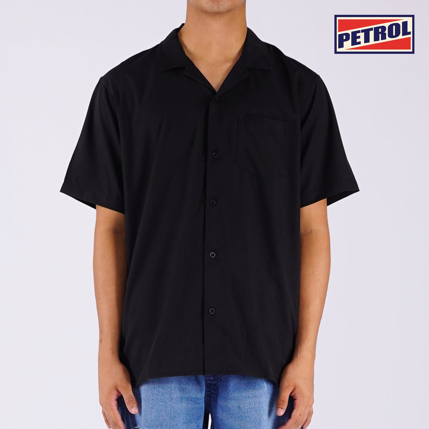 Petrol Men's Basic Collared Woven Shirt Comfort Fitting 156147-U (Black)