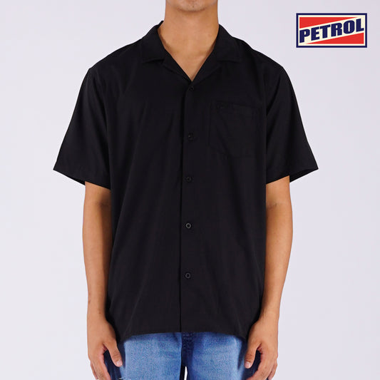 Petrol Men's Basic Collared Woven Shirt Comfort Fitting 156147-U (Black)
