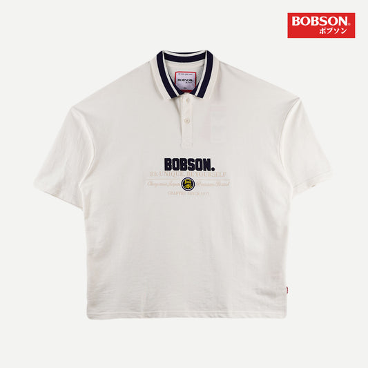 Bobson Japanese Men's Basic Collared Shirt Oversized Fitting 136371 (Cream)