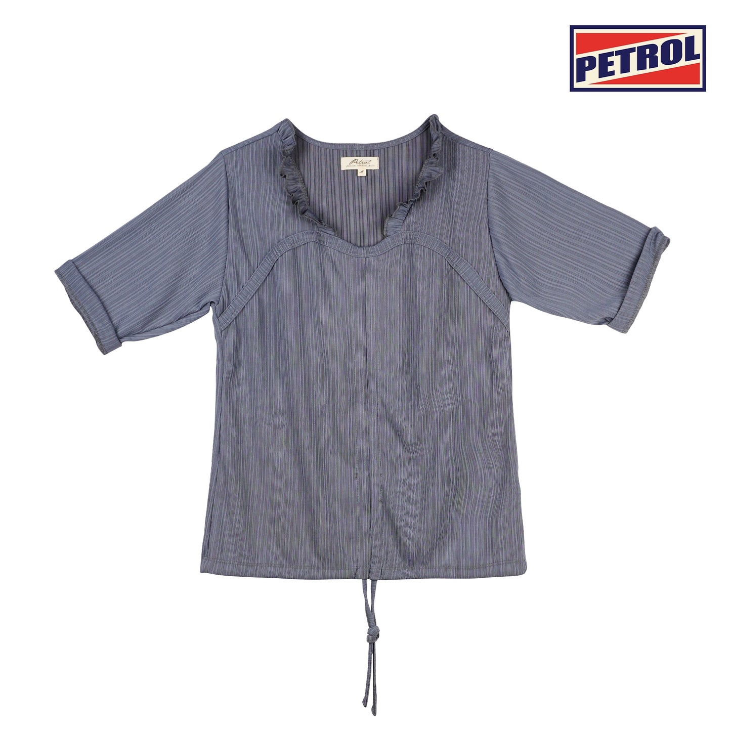 Petrol Ladies Basic Tees Boxy Fitting Ribbed Fabric 167831-U (Gray)