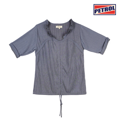 Petrol Ladies Basic Tees Boxy Fitting Ribbed Fabric 167831-U (Gray)