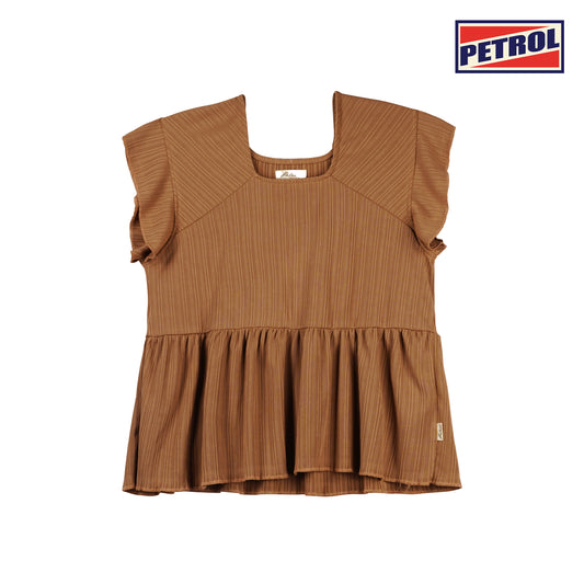 Petrol Ladies Basic Tees Boxy Fitting Ribbed Fabric 159506-U (Light Brown)
