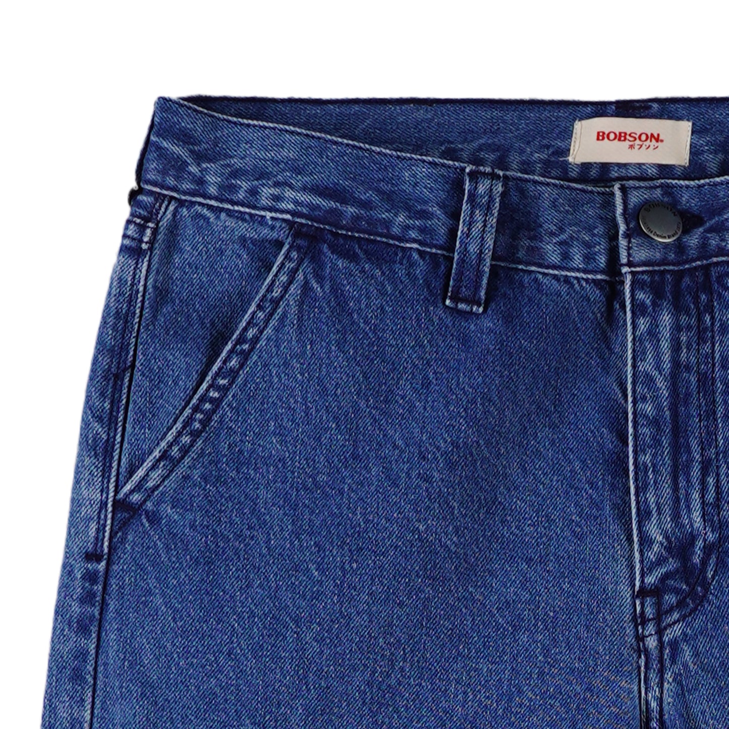Bobson Japanese Men's Basic Denim Cargo Jeans Mid Waist 166786 (Light Shade)