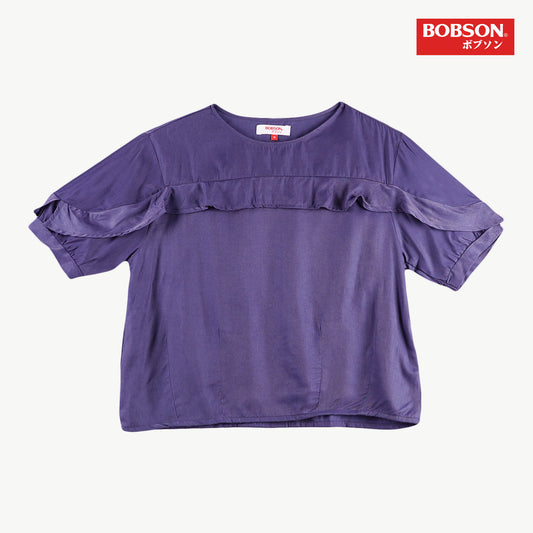Bobson Japanese Ladies Basic Woven Shirt Boxy Fit 155454 (Poseidon)