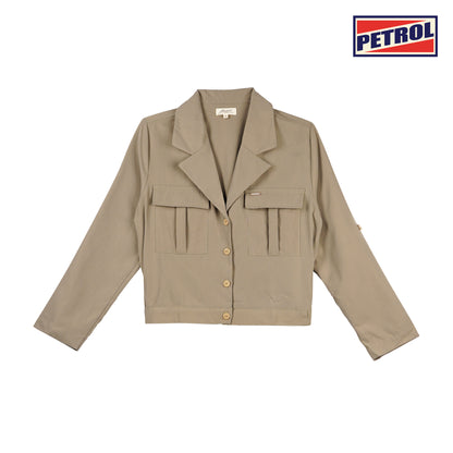 Petrol Ladies Basic Woven Shirt Crop Fitting Woven Fabric 156979 (Rock Ridge)