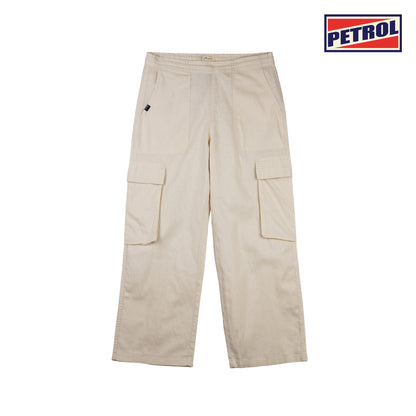 Petrol Ladies Basic Cargo Pants Mid-Rise Fitting Rinse Wash Fabric 162428 (Cream)