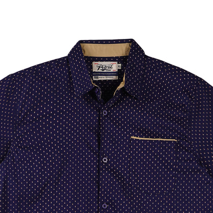 Petrol Men's Basic Woven Shirt Slim Fitting Poplin Fabric 161865 (Navy)