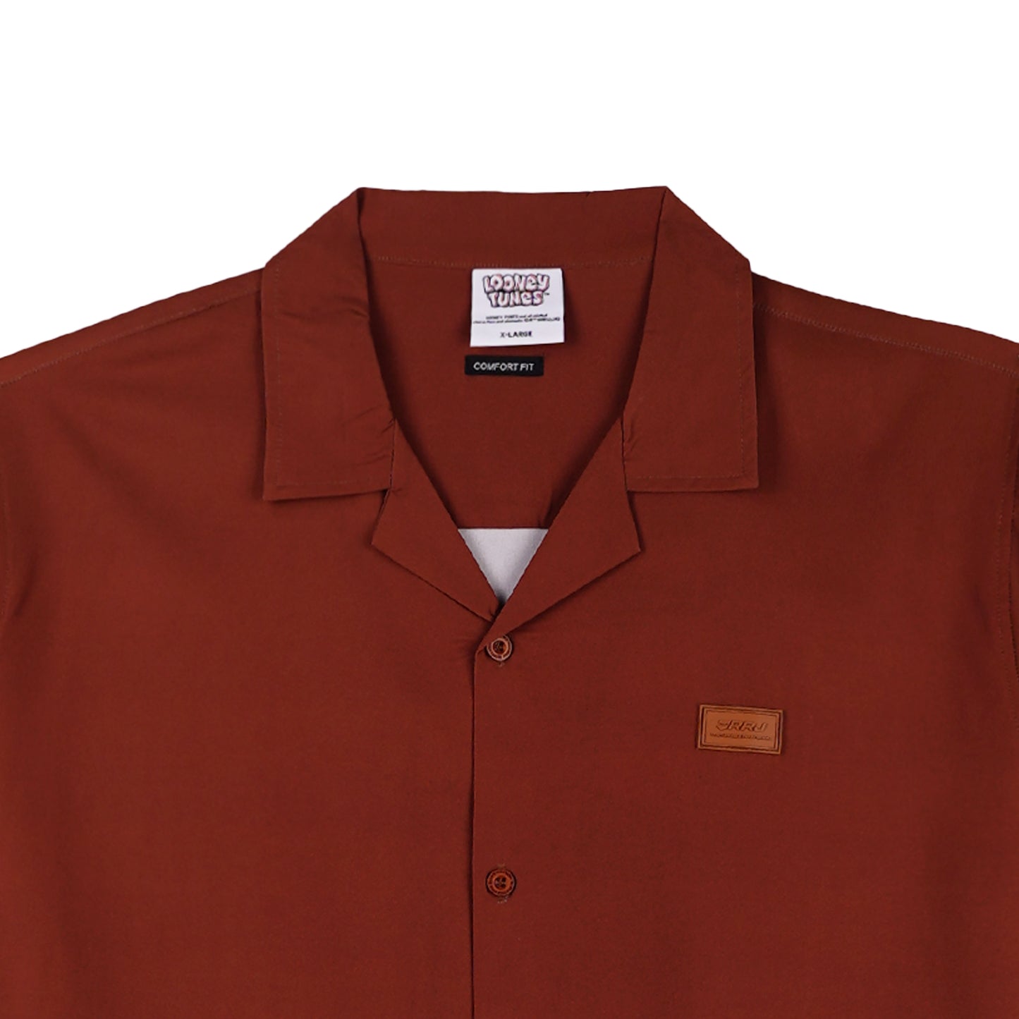 RRJ x Looney Tunes Men's Basic Woven Shirt Comfort Fitting Easy Iron Fabric 163793 (Brown)