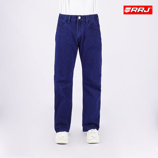 RRJ Men's Basic Denim Pants Regular Fitting Mid-Rise Extreme Wash Fabric 171051-U (Dark Shade)